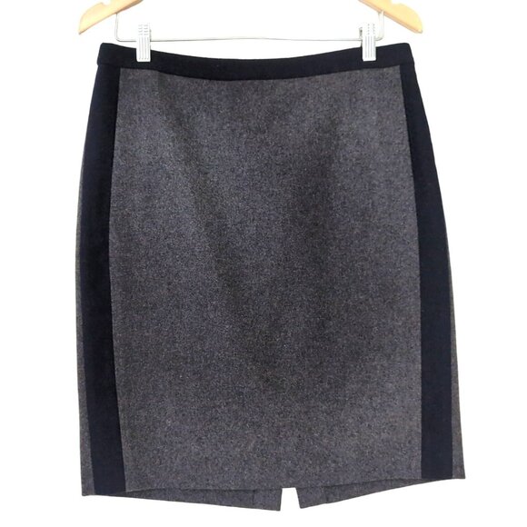 J Crew The Pencil Skirt Womens 6 Gray Navy Blue Stripe Career Office Minimalist - Picture 1 of 10